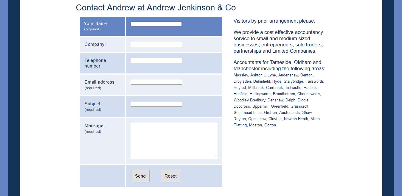 A.S.Jenkinson website contact form uses PHP to hide any personal email address from available code